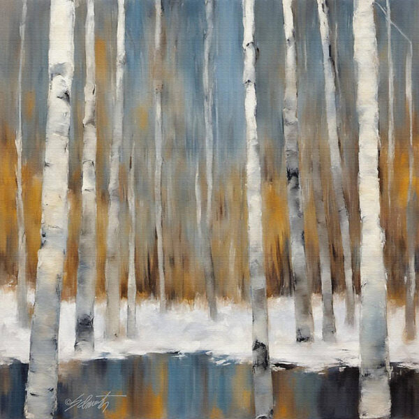 Aspen Frost landscape acrylic 40x40 by Sam Schwartz