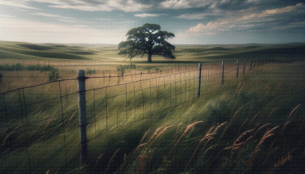 Bent Grasses landscape acrylic 70x40 by Sam Schwartz