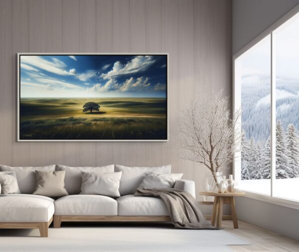 Big Sky landscape acrylic 70x40 by Sam Schwartz room