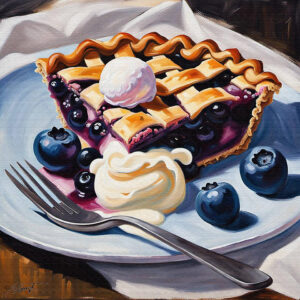 Blue Pie Ice food acrylic 40x40 by Sam Schwartz