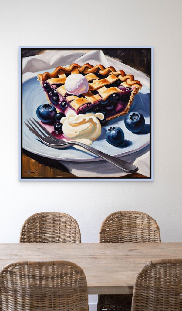 Blue Pie Ice food acrylic 40x40 by Sam Schwartz room