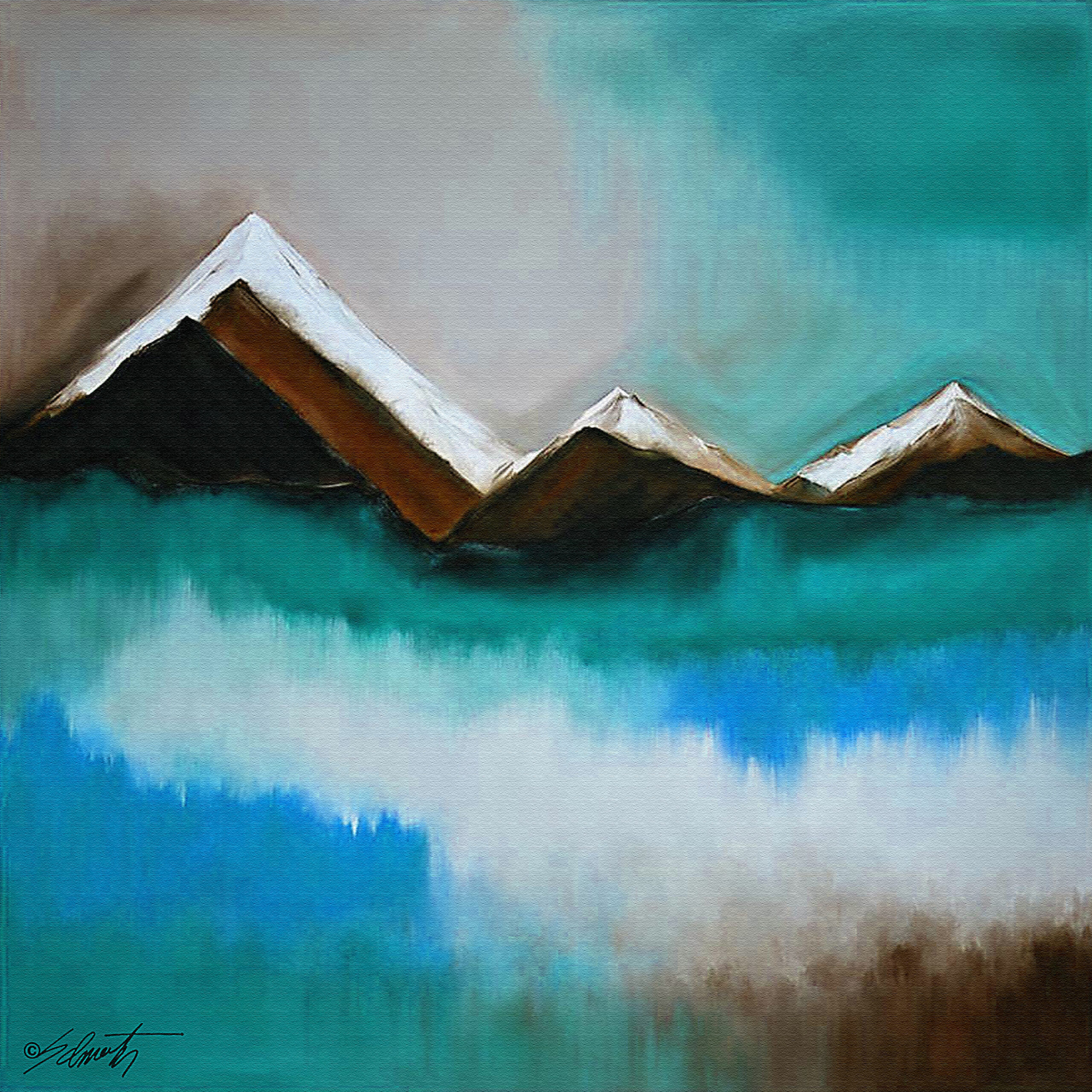 Blue Ridge abstract acrylic 40x40 by Sam Schwartz scaled