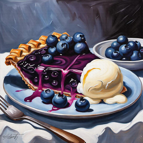 Blueberry Pie food acrylic 40x40 by Sam Schwartz