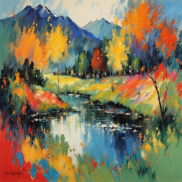 Blurred Colors landscape acrylic 40x40 by Sam Schwartz