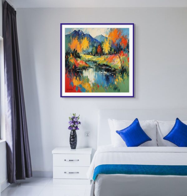 Blurred Colors landscape acrylic 40x40 by Sam Schwartz room
