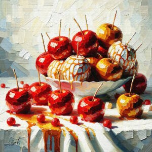 Candy Apple Bunch food acrylic 40x40 by Sam Schwartz