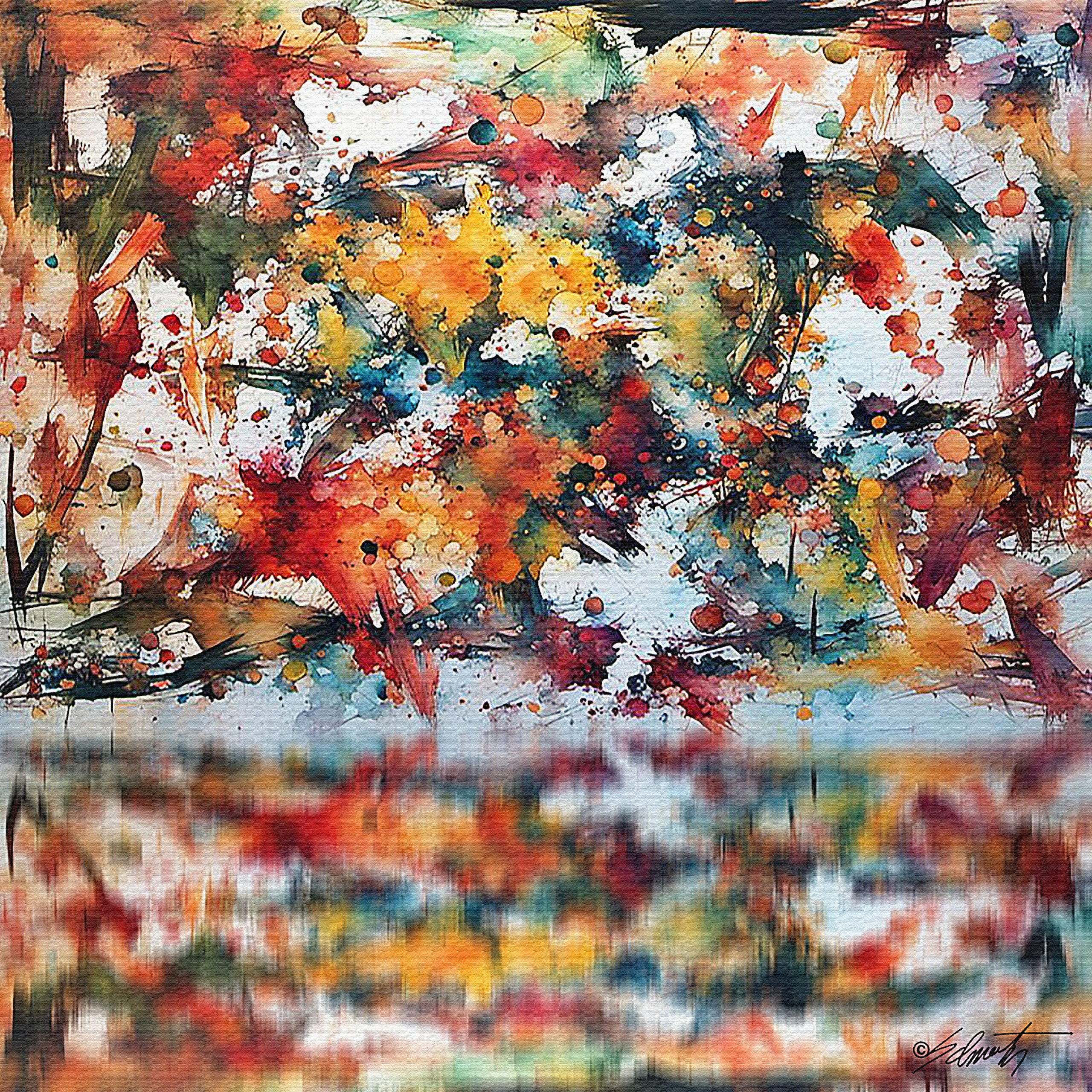 Chaos abstract acrylic 40x40 by Sam Schwartz scaled