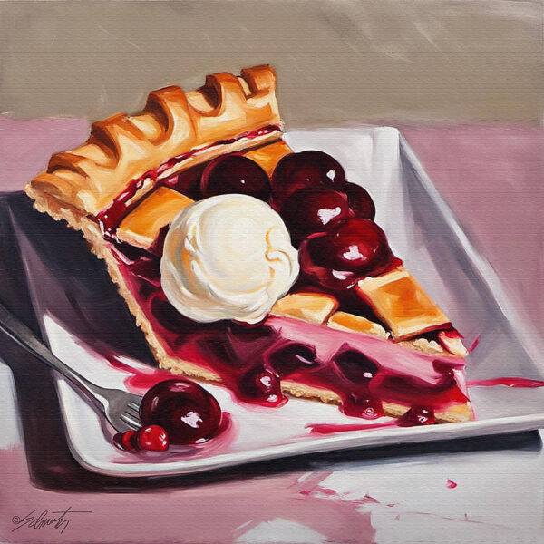 Cherry Pie food acrylic 40x40 by Sam Schwartz