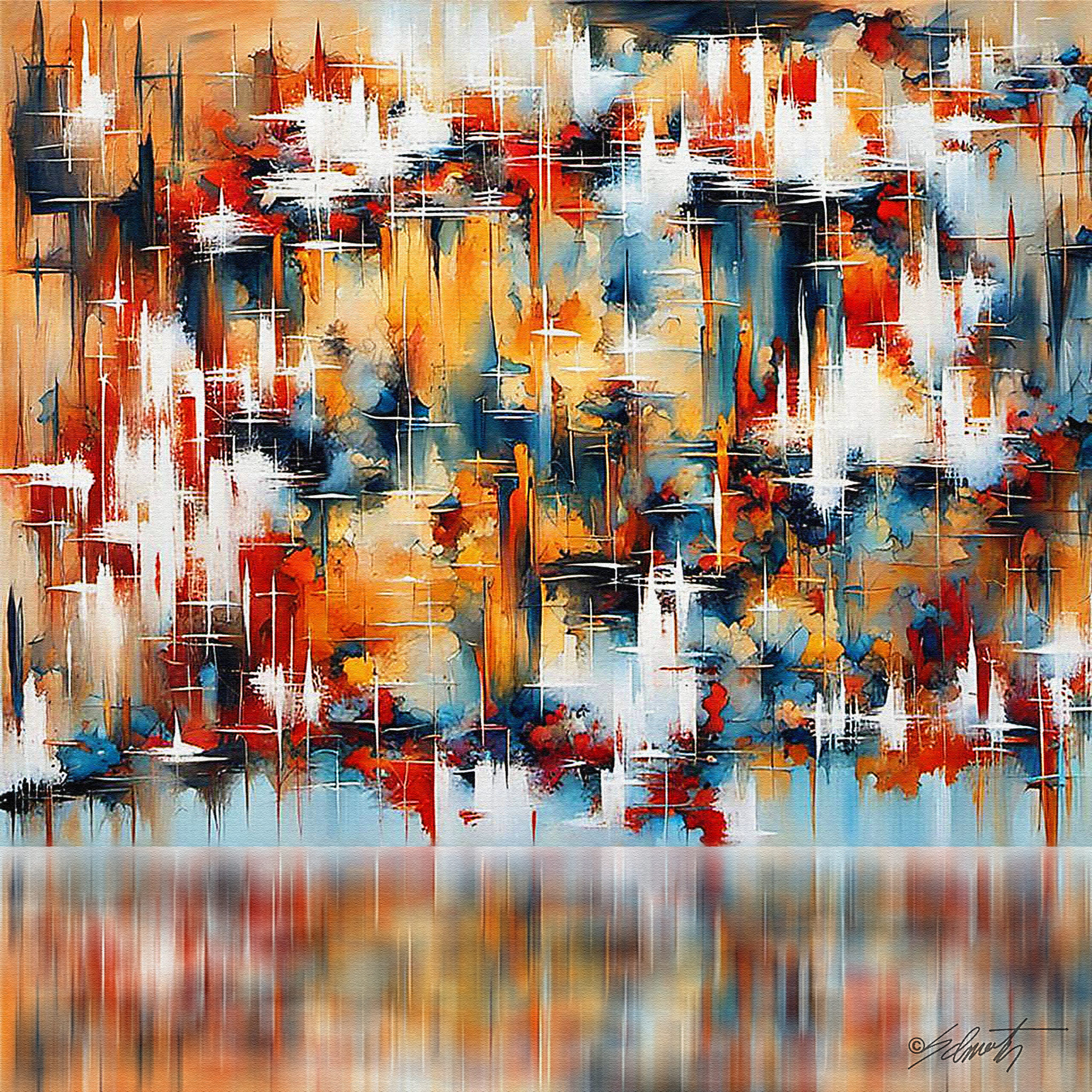 Colors abstract acrylic 40x40 by Sam Schwartz scaled