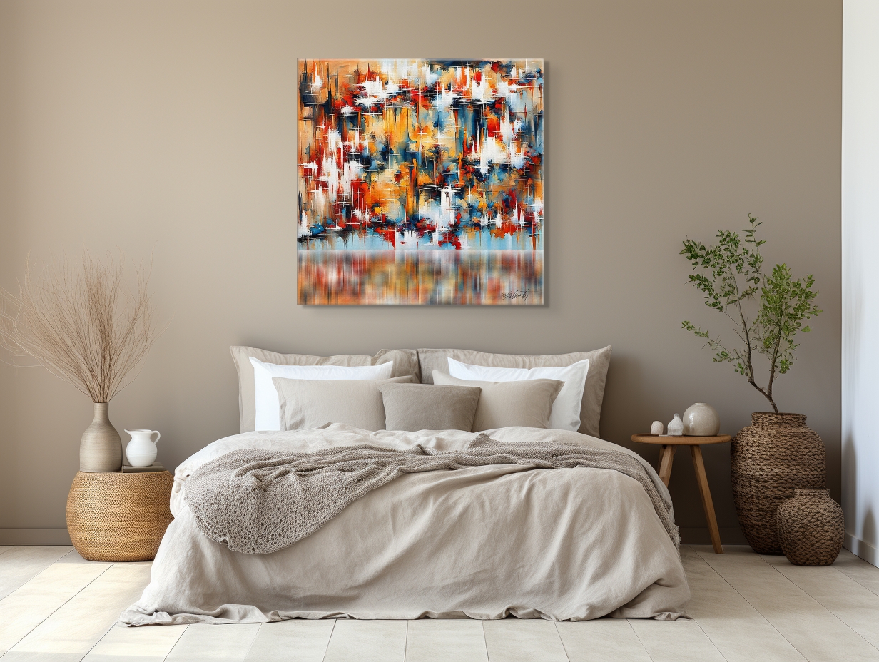 Colors abstract acrylic 40x40 by Sam Schwartz room