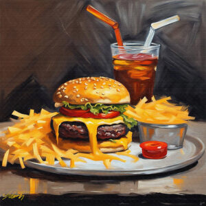 Combo Meal food acrylic 40x40 by Sam Schwartz