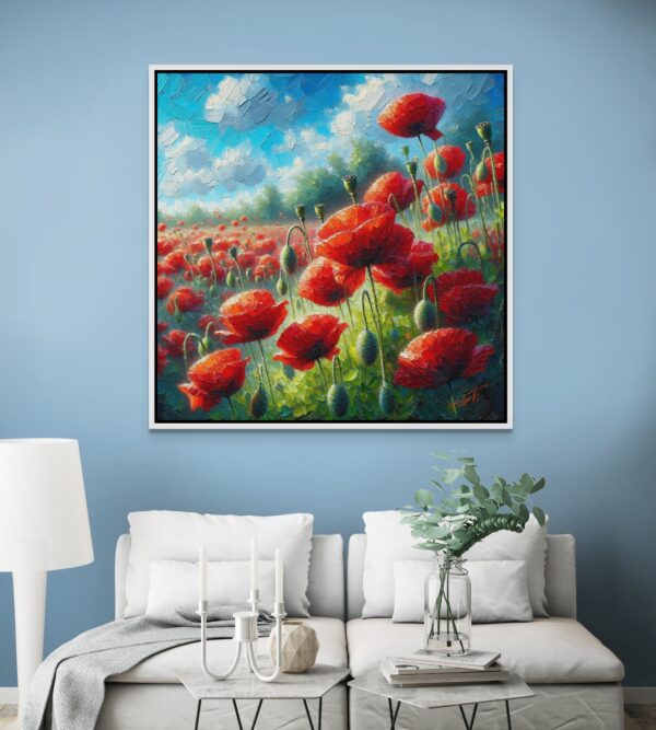 County Poppies flowers acrylic 40x40 by Sam Schwartz room