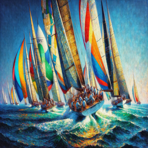 Cup Race boats acrylic 40x40 by Sam Schwartz scaled