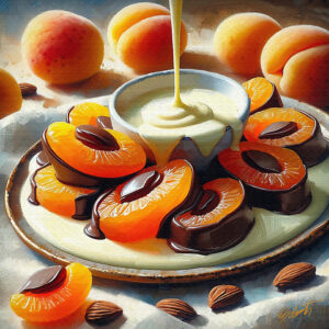 Dipped Apricots food acrylic 40x40 by Sam Schwartz