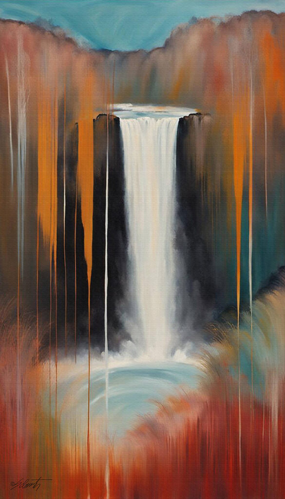 Dripping Water landscape acrylic 40x70 by Sam Schwartz