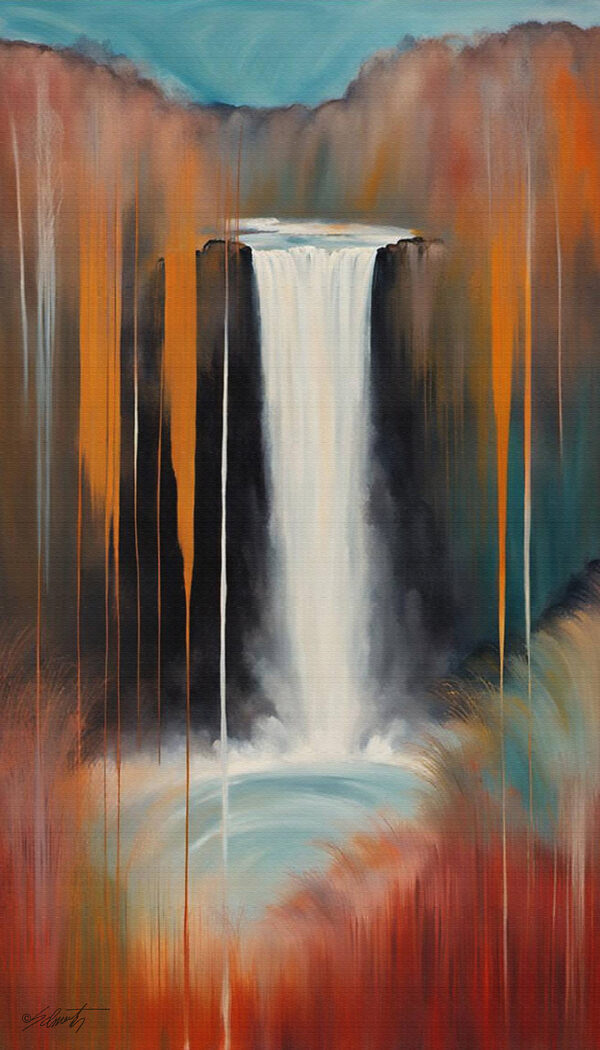 Dripping Water landscape acrylic 40x70 by Sam Schwartz