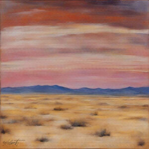 Dusk Land landscape acrylic 40x40 by Sam Schwartz