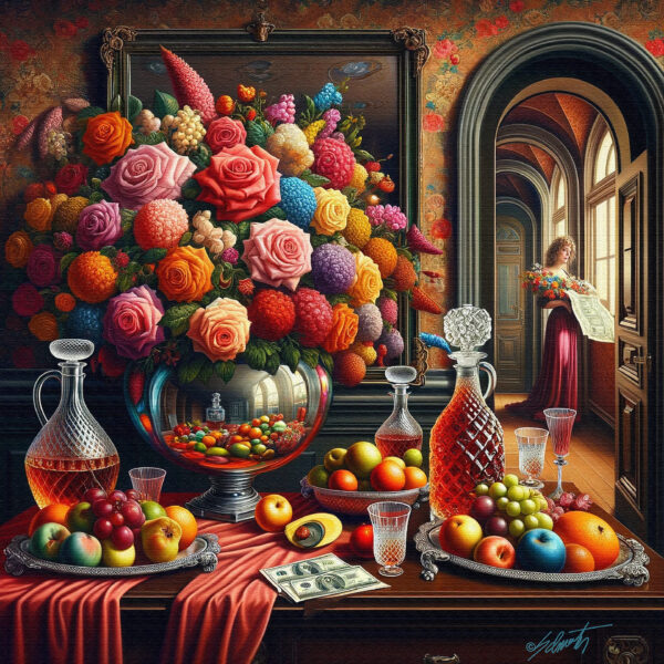 Dutch Masters Still stilllife acrylic 40x40 by Sam Schwartz