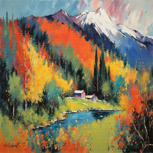 Fall Trails landscape acrylic 40x40 by Sam Schwartz