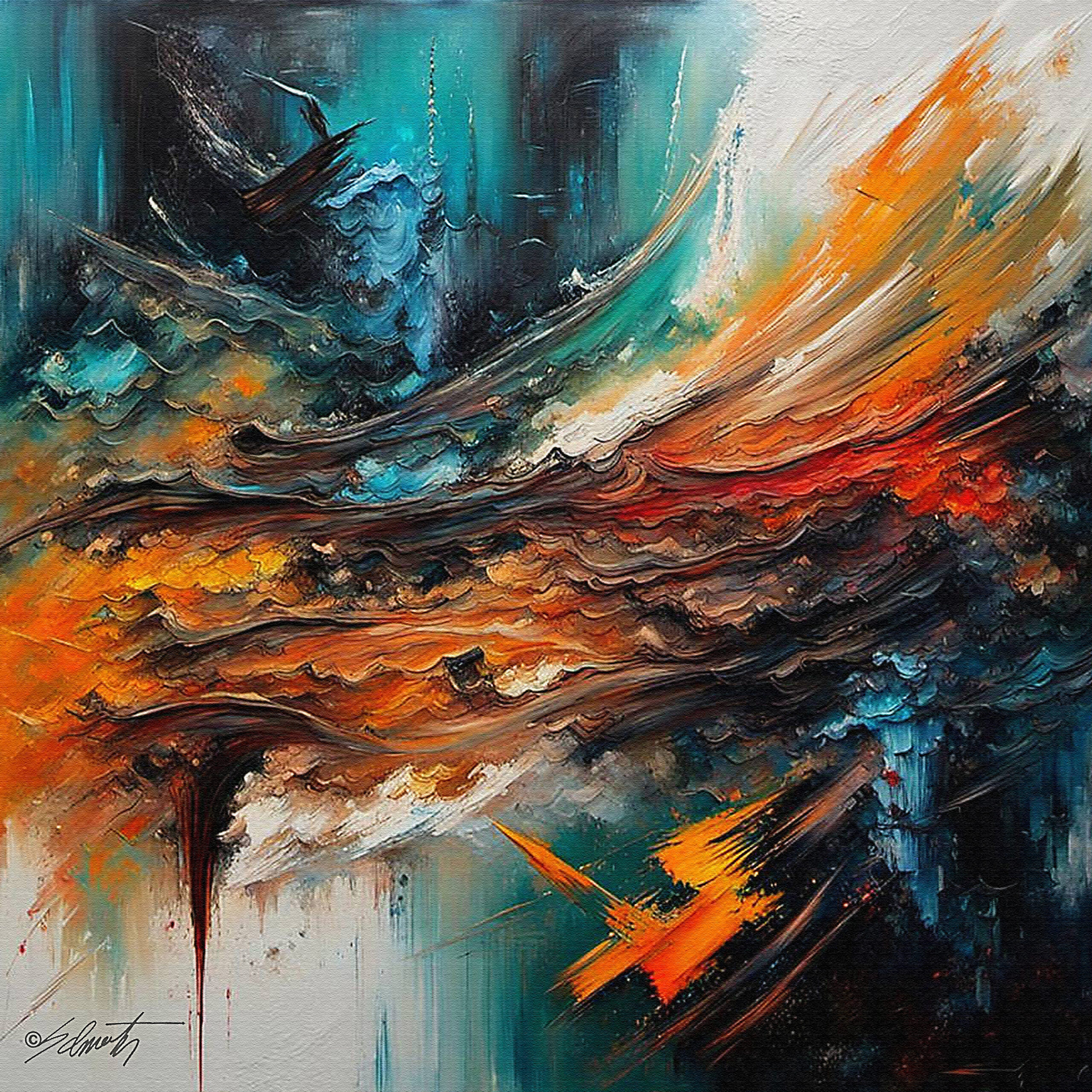 Fire Ice abstract 40x40 by Sam Schwartz scaled