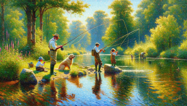 Fishing Fun activities acrylic 70x40 by Sam Schwartz scaled