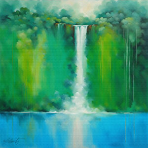 Forest Falls landscape acrylic 40x40 by Sam Schwartz