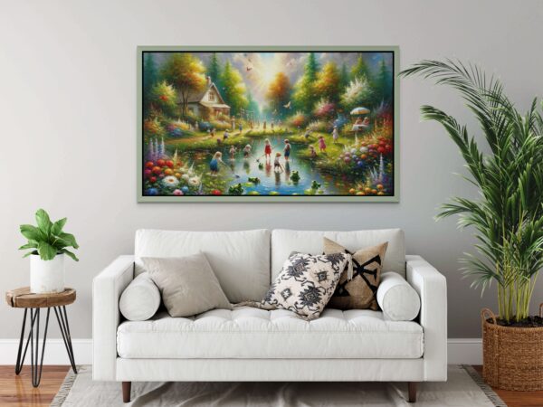 Frog Pond children acrylic 70x40 by Sam Schwartz room