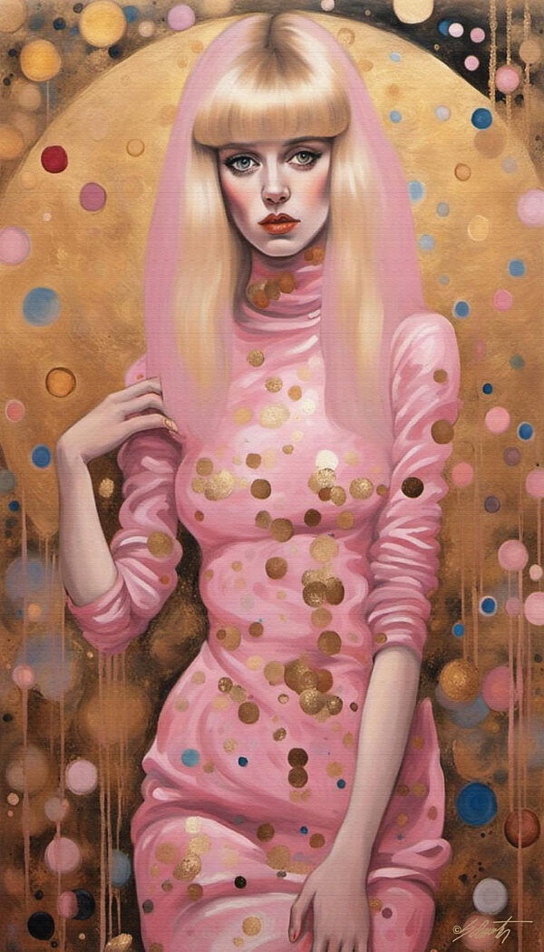 Gloden Pink women acrylic 40x70 by Sam Schwartz