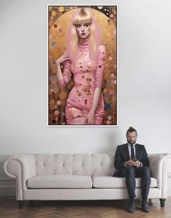 Gloden Pink women acrylic 40x70 by Sam Schwartz room