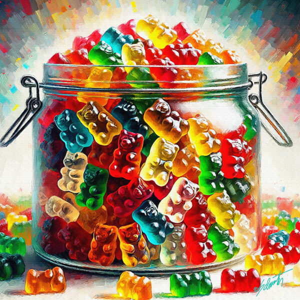 Gummi food acrylic 40x40 by Sam Schwartz