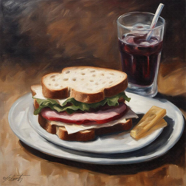 Ham food acrylic 40x40 by Sam Schwartz