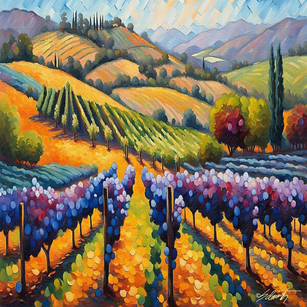 Harvest Valley landscape acrylic 40x40 by Sam Schwartz