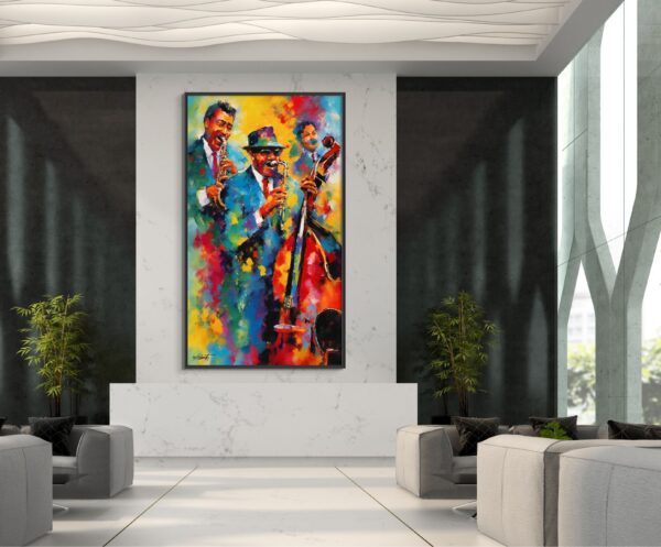 Jamming music acrylic 40x70 by Sam Schwartz room