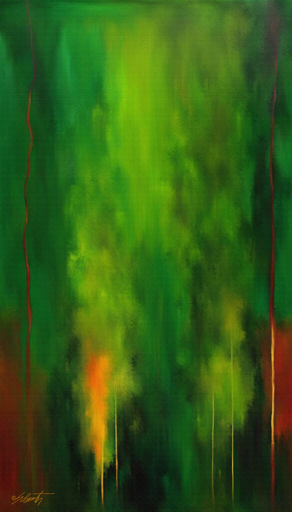 Jungle Mirage abstract acrylic 40x70 by Sam Schwartz scaled