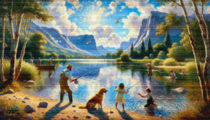 Kids Fishing activities acrylic 70x40 by Sam Schwartz scaled