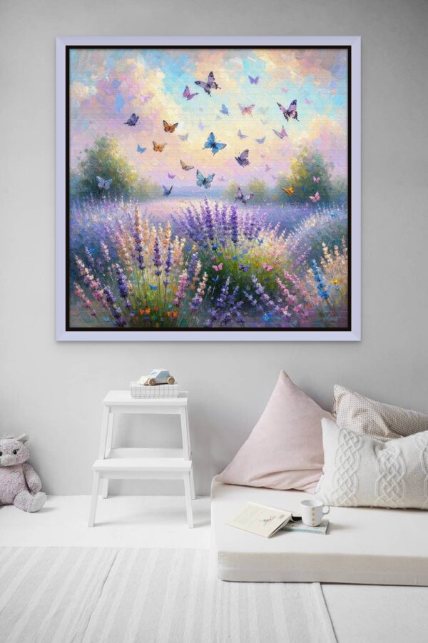 Lavender fantasy acrylic 40x40 by Sam Schwartz room