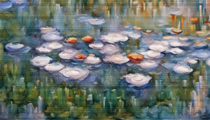 Lilly Pond flowers acrylic 70x40 by Sam Schwartz