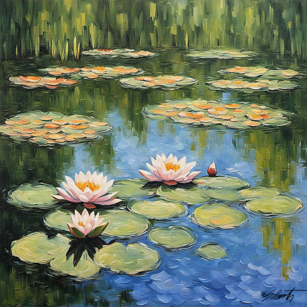 Lilly flowers acrylic 40x40 by Sam Schwartz