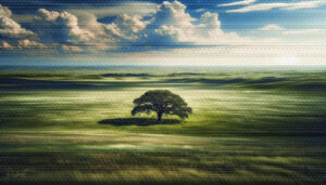 Lone Oak landscape acrylic 70x40 by Sam Schwartz