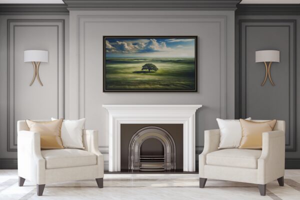 Lone Oak landscape acrylic 70x40 by Sam Schwartz room