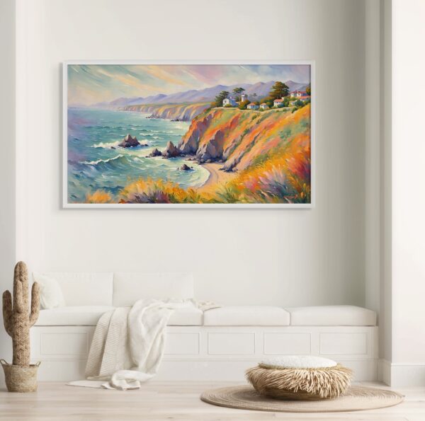 Malibu Coast landscape acrylic 70x40 by Sam Schwartz room