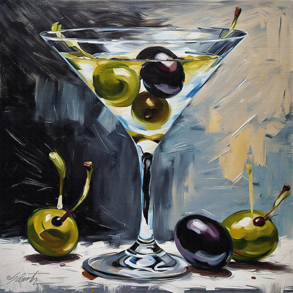 Martini food acrylic 40x40 by Sam Schwartz