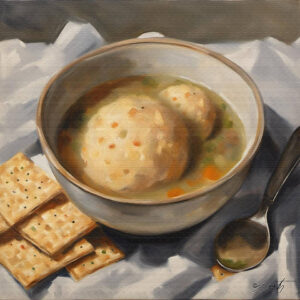 Matzo Balls food acrylic 40x40 by Sam Schwartz