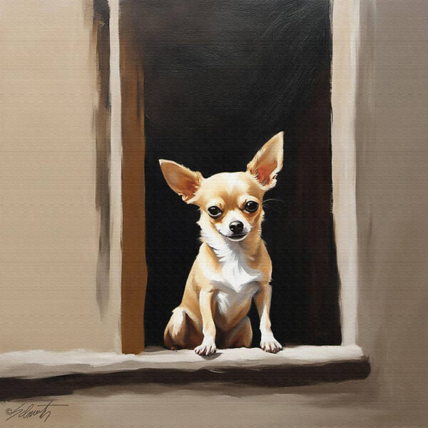 Mi Casa dogs acrylic 40x40 by Sam Schwartz