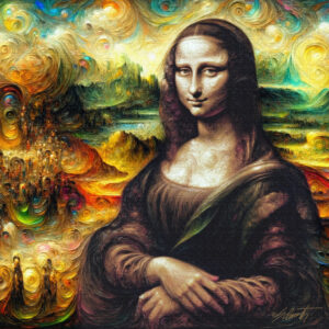 Mona surreal acrylic 70x40 by Sam Schwartz