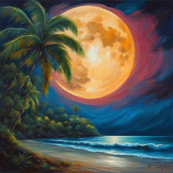 Moon Beach landscapes acrylic 40x40 by Sam Schwartz