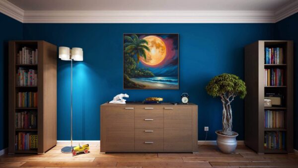 Moon Beach landscapes acrylic 40x40 by Sam Schwartz room