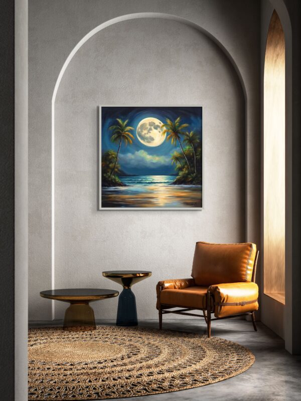 Moonlight Beach landscapes acrylic 40x40 by Sam Schwartz room