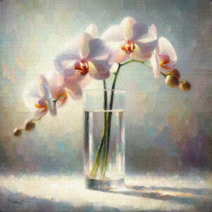 Orchid Clear flowers acrylic 40x40 by Sam Schwartz