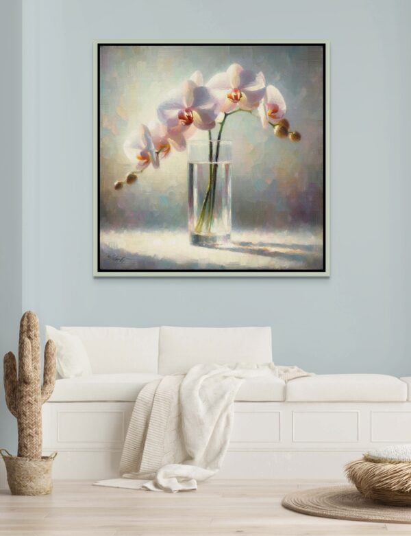 Orchid Clear flowers acrylic 40x40 by Sam Schwartz room